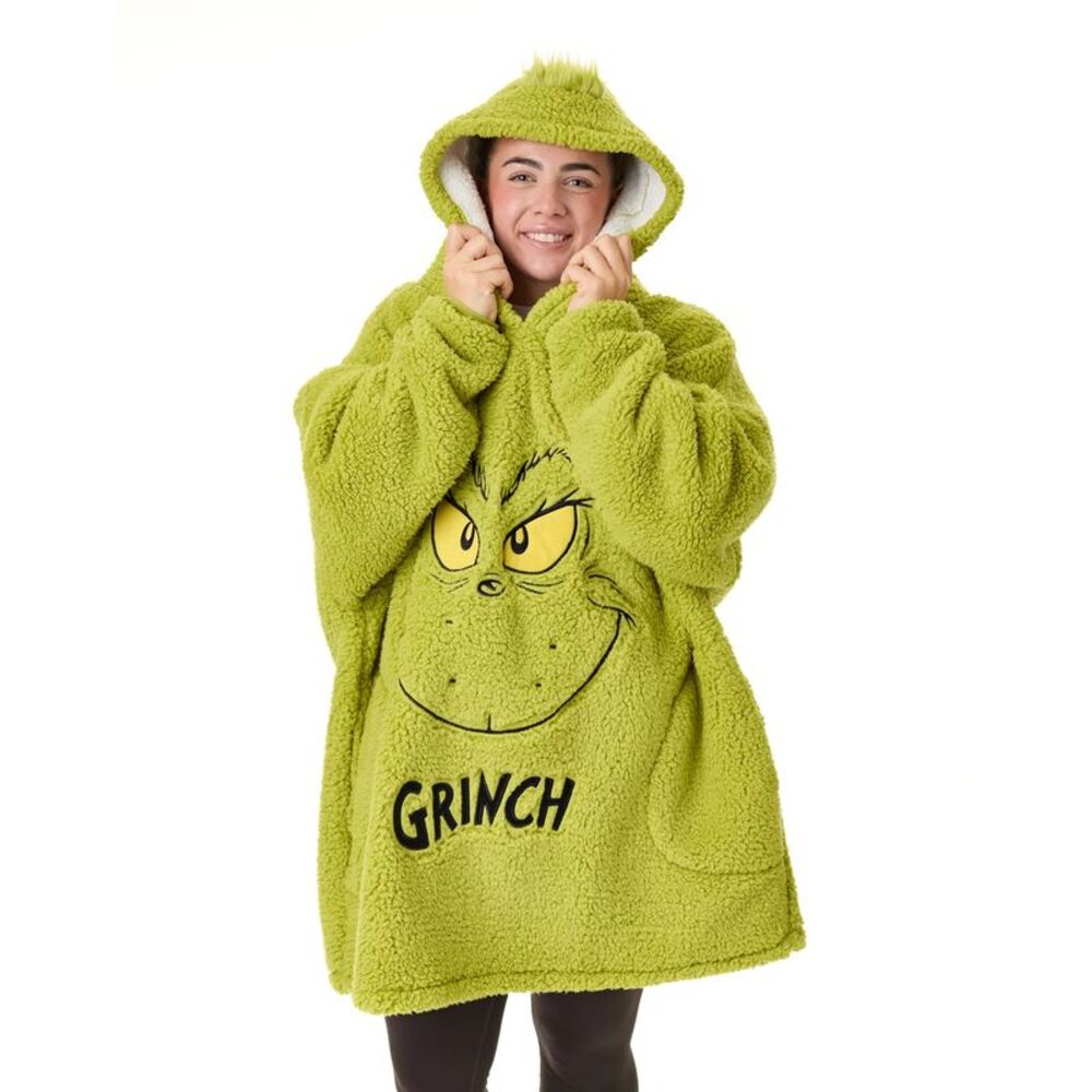 The Grinch Unisex Adult Face Blanket Hoodie / Green